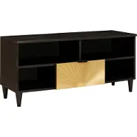 Syfax TV-Schränk Schwarz und Gold 100 x 33 x 46 cm Holzwerkstoff