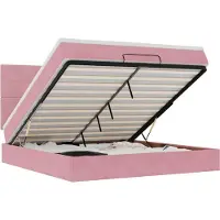 Syfax Ottoman-Bett mit Matratzen & LEDs Rosa 180x200 cm Samt