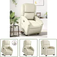 The Living Store Relaxsessel mit Aufstehhilfe Creme Kunstleder