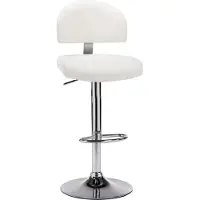 Syfax Barhocker Weiß Kunstleder, verchromter Stahlrahmen, höhenverstellbar, drehbar, Fußablage, 43x47x(98-119) cm (B x T x H)
