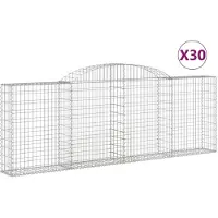 vidaXL Gabionen mit Hochbogen 30 Stk 300x30x100/120cm Verzinktes Eisen