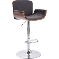 Syfax Barhocker Grau Stoff höhenverstellbar Gasfeder ergonomisch mit Fußstütze, 61-81 cm Sitzhöhe