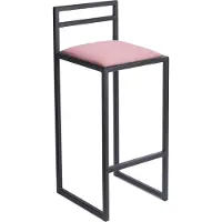Ferro Barhocker Schwarz 84 cm mit Lehne – Metall Barstuhl mit Polstersitz – Industrial Loft Style - Rose