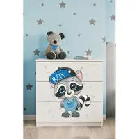 RAUMHIRSCH FURNITURE Kinderkommode mit Schubladen Waschbär in der Farbe Weiß Babydreams