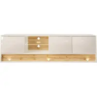 Homlando TV Schrank VISIONARY 180 cm WEIß MATT / WEIß GLANZ / WOTAN EICHE mit LED-Beleuchtung Unterschrank Fernsehschrank TV Board Sideboard