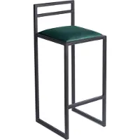 Ferro Barhocker Schwarz 84 cm mit Lehne – Metall Barstuhl mit Polstersitz – Industrial Loft Style - Grün