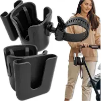Edibazzar | 2-in-1 schwarzer universeller Kinderwagen-Becher-/Flaschen-/Handyhalter