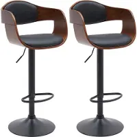 CLP 2er Set Barhocker Kingston B Kunstleder - walnuss/schwarz