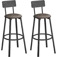 Vasagle Barhocker, 2er Set, Küchenstuhl, gepolstert, PU, Sitz 75,5 cm, Fußstütze, einfache Montage, Industrie, Esszimmer, Küche