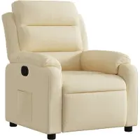 Syfax Relaxsessel Creme aus atmungsaktivem Stoff mit manueller Liegefunktion und Seitentasche, 75x92,5x100 cm (B x T x H)