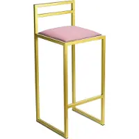 Ferro Barhocker 84 cm Schwarz mit Lehne – Gepolsterter Metall Barstuhl im Loft Stil - Gold - Rose