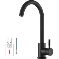 Merkloos Küchenarmatur mit niedrigem Druck, schwarze Mischbatterie, Einhebel-Küchenarmatur, 360° schwenkbare Spültisch-Mischbatterie, Einhebel-Mischbatterie für Spülbecken