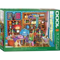 Empireposter 1000 Teile Puzzle - Puzzle - Das fabelhafte Strickzimmer + Puzzle Alu Rahmen für 1000er