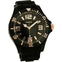 Oozoo Damen Herren Armbanduhr schwarz Analog Vintage Series Silikonarmband D2UOC4278A