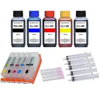 Inkpro 5 wiederbefüllbare Patronen PGI-580 & CLI-581 + 500 ml Tinte für Canon TR 7500 7520 7550 8500 8520 8550 8551 8600 8620 8650 TS 6100 6150 6151 6200...