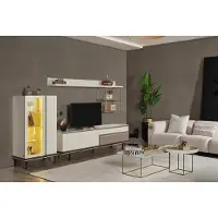 Xl Moebel Gmbh Weißes Wohnzimmer Set Designer TV-Ständer Luxus LED Vitrine Holz Regal