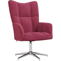 Syfax Relaxsessel Weinrot Samt 360° drehbar Stepp-Design 62x68x91 cm (B x T x H)