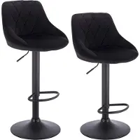 Merkloos Bolt Edge, Designer Barkhocker – Schwarz – Samt – Ergonomisch – Höhenverstellbar – Sitzhöhe 60–82cm – 2er Set