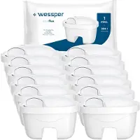 Wessper 12x AquaFlux Wasserfilterkartuschen – Kompatibel mit Laica Bi-Flux, Brita Maxtra+, Dafi Unimax