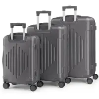 Alightup Hartschalenkoffer Reisekoffer-Set Koffer-Set Trolley-Set 3 Stk. mit Längsstreifen 360° Rollen ABS