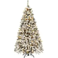 Northix 180 cm künstlicher Weihnachtsbaum mit Schnee, LED-Beleuchtung