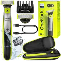 Philips OneBlade Rasierer QP2734/23 + Etui, Grün/Schwarz, 1x Klinge 360°