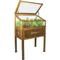 QLS Mini-Gewächshaus aus Holz Vintage 80x45 Hochbeet Balkon Frühbeet Terrasse 11268