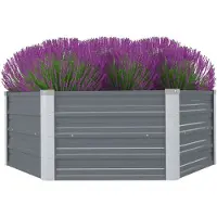 Syfax Hochbeet 129 x 129 x 45 cm Verzinkter Stahl Grau