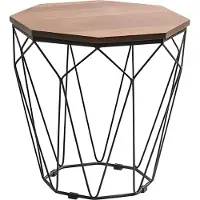 AEA Moderner Couchtisch mit Holzplatte und Metallgestell in Diamantform