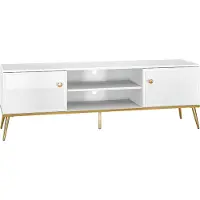 Furnlux Classic FURNLUX Tv-ständer Goldin Glänzend Reinweiss Und Gold 160cm / Hauptfarbe: Weiß / Abmessungen: 160 x 53 x 40 cm