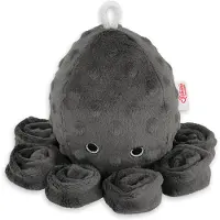 Bobono Oktopus Kuscheltier für Kinder mit Rassel - anthrazit