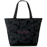 Fabrizio Robuste Schwarze Frida Kahlo Shopper Tasche mit Steck- und Reißverschlussfach