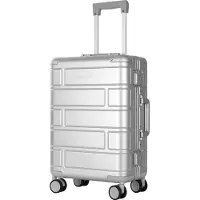 AGA Handgepäck, Aluminium Koffer MR4678 Silber, Teleskopgriff, TSA, 4 Rollen, Aluminium Hartschale