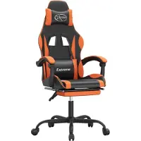 Syfax Gaming-Stuhl mit Fußstütze Drehbar Schwarz & Orange Kunstleder