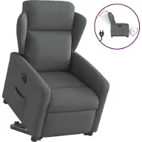 Syfax Relaxsessel mit Aufstehhilfe Elektrisch Dunkelgrau Stoff
