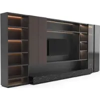 AEA Moderne Wohnwand Wohnzimmer Schrankwand Modern braun Holz Schrank