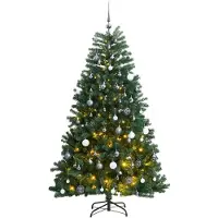 Syfax Künstlicher Weihnachtsbaum Klappbar 300 LEDs & Kugeln 240 cm