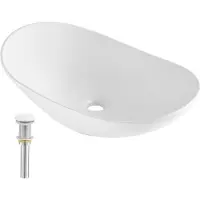 Latios Modernes Ovales Keramik-Waschbecken - Bad Aufsatzwaschbecken 592x361x158mm - Hochwertiges Design - Ideal für Badezimmer und Gäste-WC