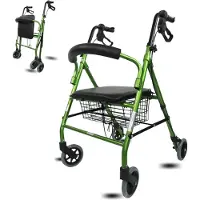 Mobiclinic Rollator Faltbar Handbremsen 4 Räder Faltbarer Gehwagen Sitz und Rückenlehne TURIA Clinicalfy