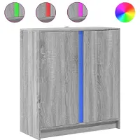 Syfax LED-Sideboard Grau Sonoma 77x34x85 cm Holzwerkstoff