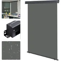 Mucola Senkrechtmarkise für Balkon Seitenmarkise Sichtschutz Winschutz Balkonmarkise - 140x140cm Grau