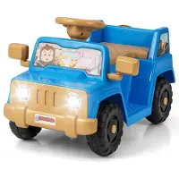 Costway Kinder Elektroauto, 6V Kinderauto Elektro mit Hupe & Motorsound, LED-Lichter, Getränkehalter & Stauraum, Elektrofahrzeuge ab 18 Monaten Blau