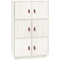 Syfax Highboard Weiß 67x40x108,5 cm Massivholz Kiefer