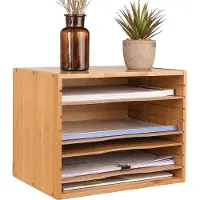 OEM Büroablage, 5-stufiger Dokumentensortierer, Bambus-Organizer