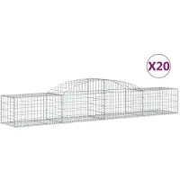 vidaXL Gabionen mit Hochbogen 20 Stk. 300x50x40/60 cm Verzinktes Eisen