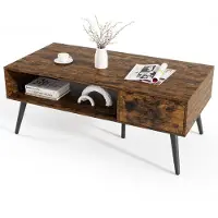 Costway Couchtisch mit Schublade, Stauraum, offenes Fach, Wohnzimmertisch, Sofatisch Holz, Kaffeetisch, 109 x 55 x 39,5 cm