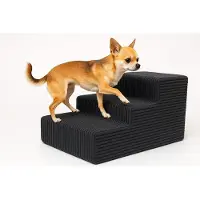Odol-Plusz Hundetreppe mit 3 Stufen - Hunderampe für Bett, Sofa, Couch und Auto - Graphit