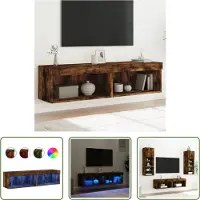The Living Store TV-Schränke mit LED-Leuchten 2 Stk. Räuchereiche 60x30x30 cm