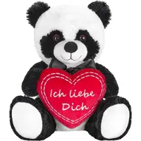 Ed Brubaker Panda Plüschbär mit Herz Rot - Ich Liebe Dich - 25 cm - Pandabär Kuscheltier - Teddybär Plüschteddy Schmusetier - Stofftier Schwarz Weiß