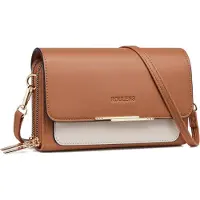 Sonstiges Kleine Damen Kunstleder Umhängetasche mit Handyfach B-braun/Beige